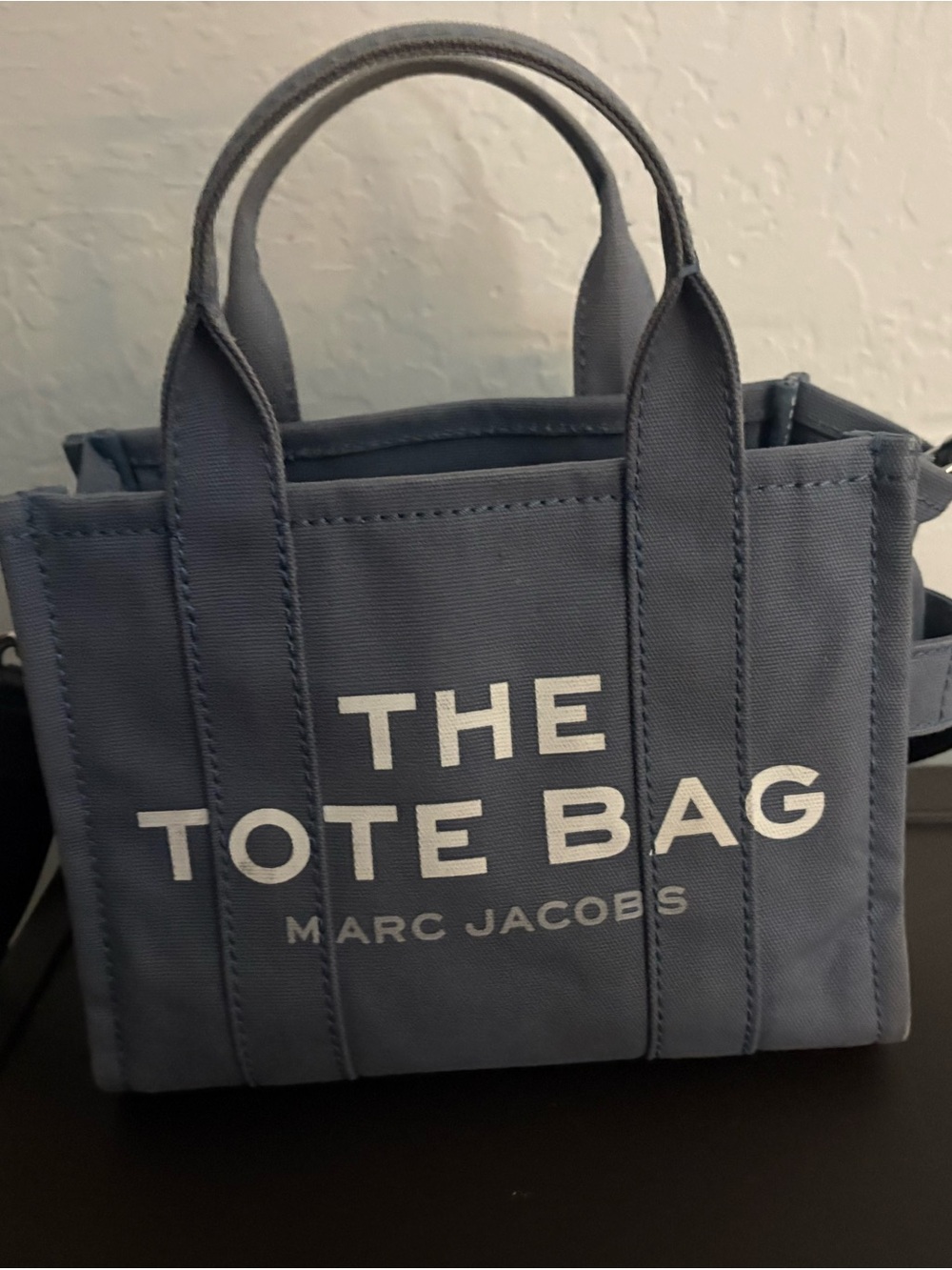 Marc Jacobs Mini Tote Bag in Slate Blue with White Logo
